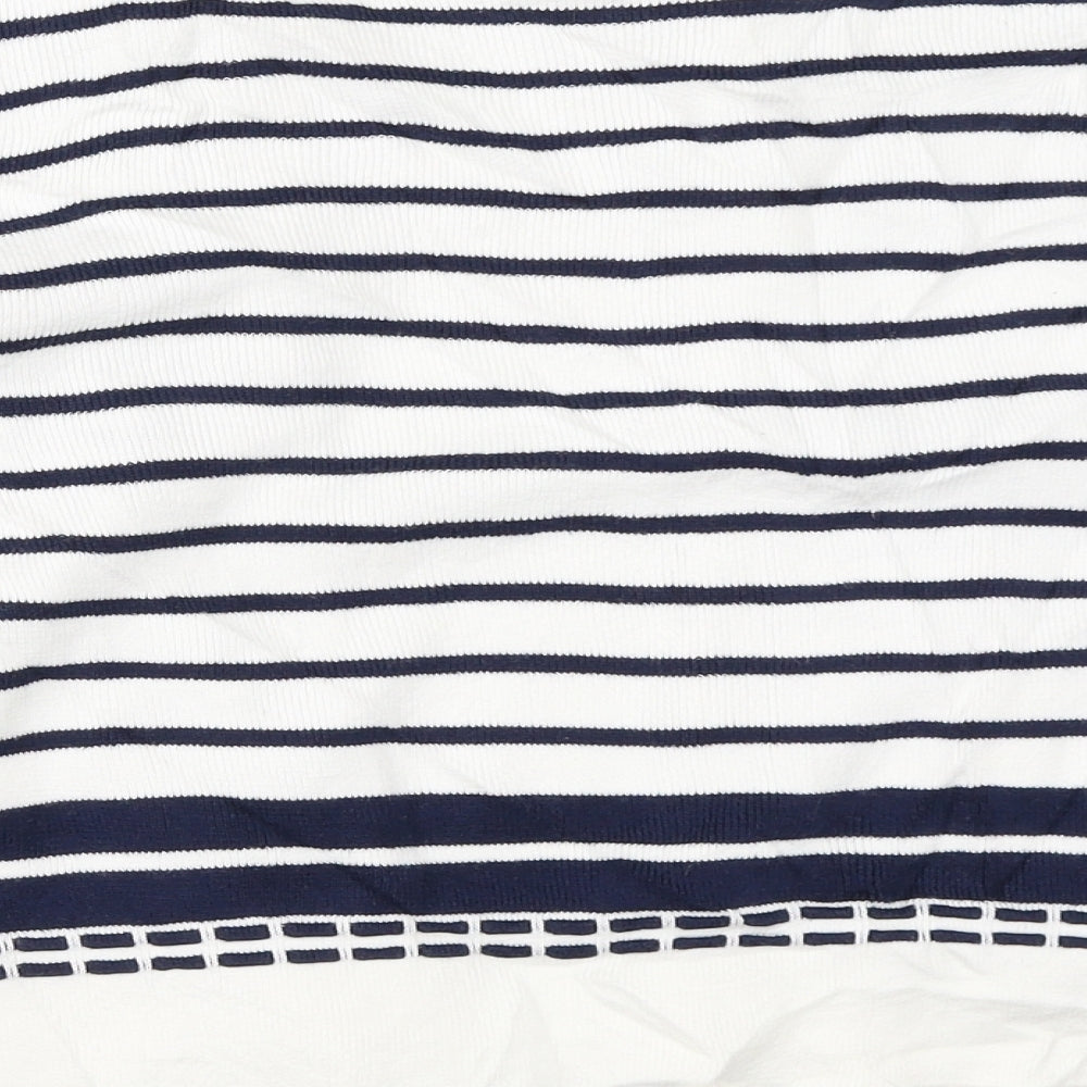Marks and Spencer Womens White Striped  Cardigan Jumper Size 10