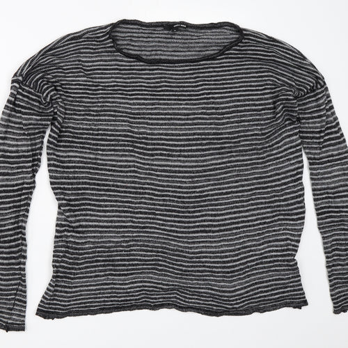 TALLY WEiJL Womens Grey Striped  Pullover Jumper Size M