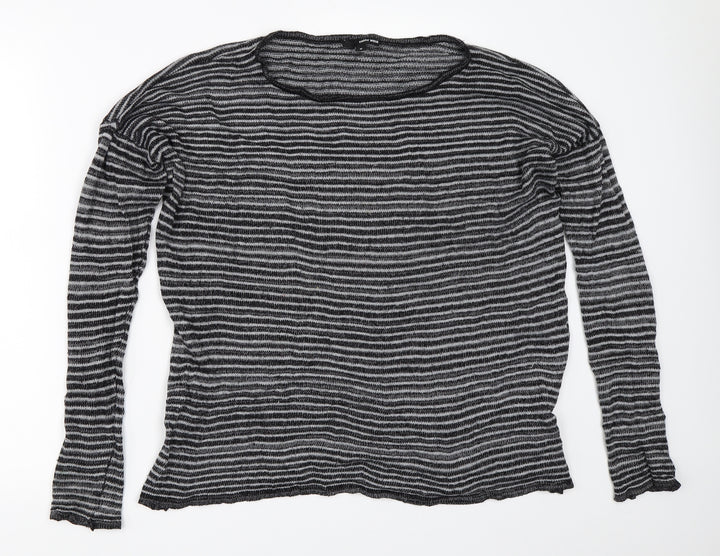 TALLY WEiJL Womens Grey Striped  Pullover Jumper Size M