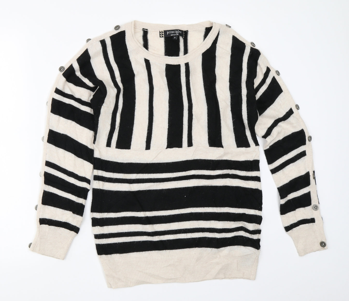 Principles Womens Beige Striped  Pullover Jumper Size 8