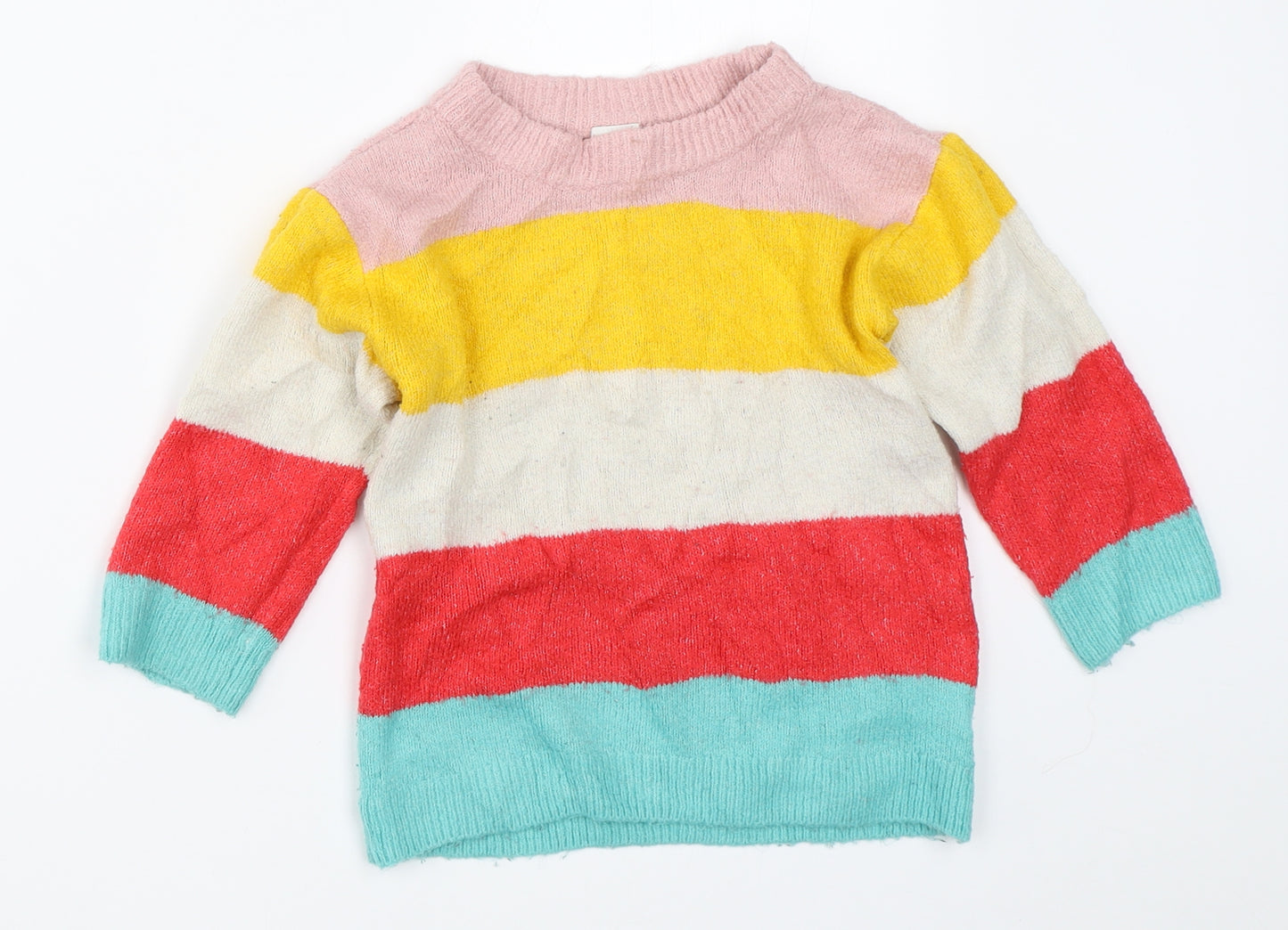 H&M Girls Multicoloured Colourblock  Pullover Jumper Size 12-18 Months