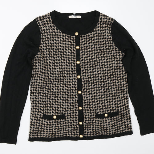 Marks and Spencer Womens Black Houndstooth  Cardigan Jumper Size 10