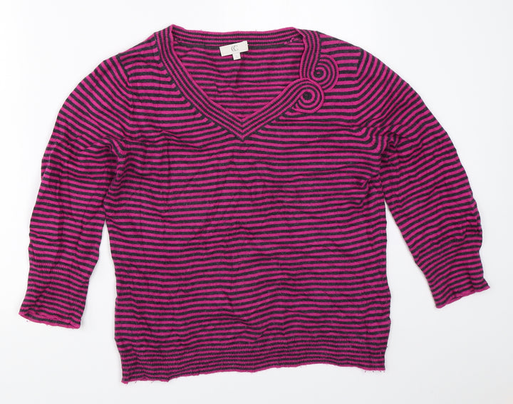Country Casuals Womens Pink Striped Pullover Jumper Size S