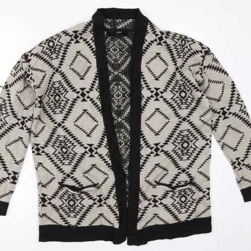 FOREVER 21 Womens Beige Geometric  Cardigan Jumper Size S