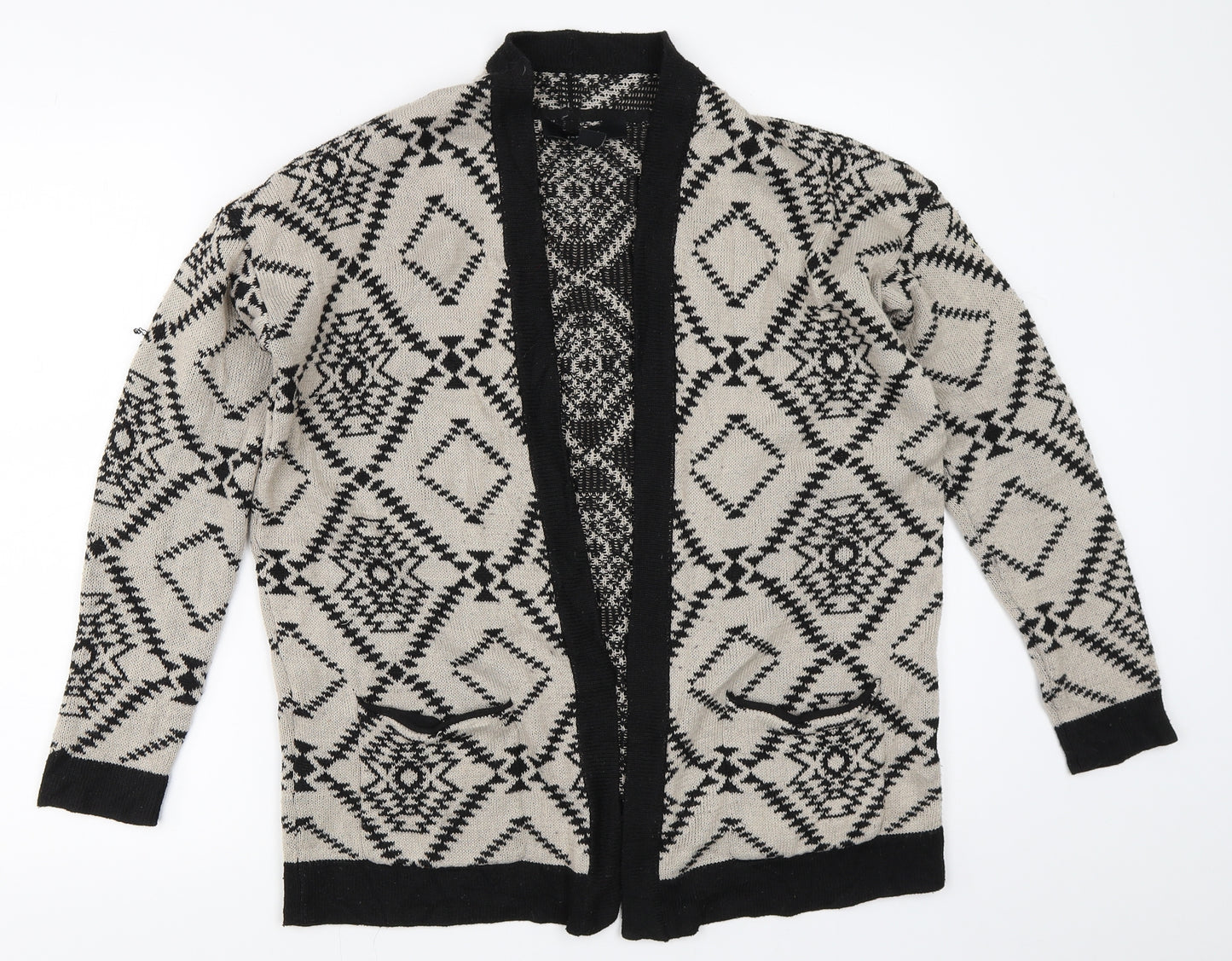 FOREVER 21 Womens Beige Geometric  Cardigan Jumper Size S