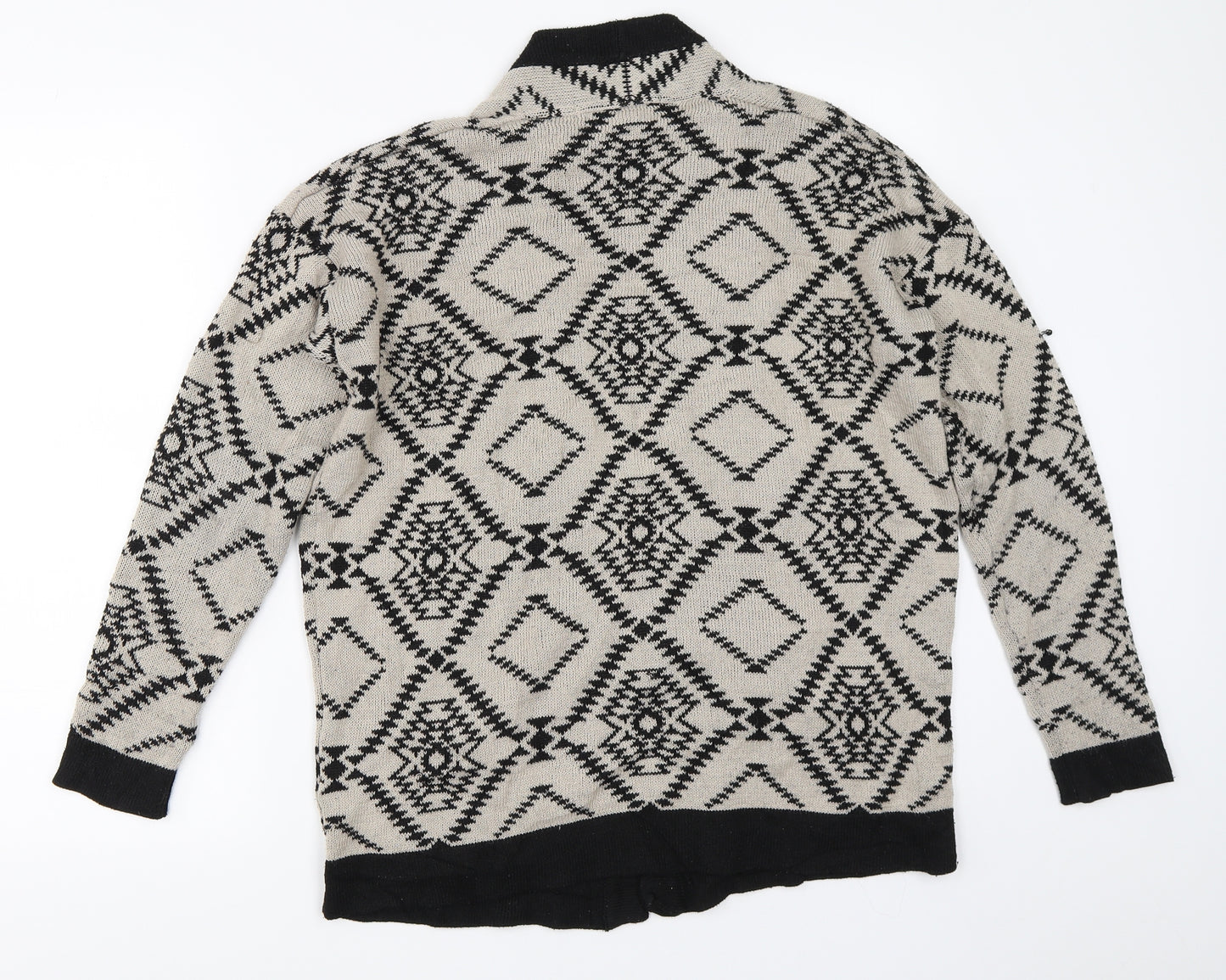 FOREVER 21 Womens Beige Geometric  Cardigan Jumper Size S