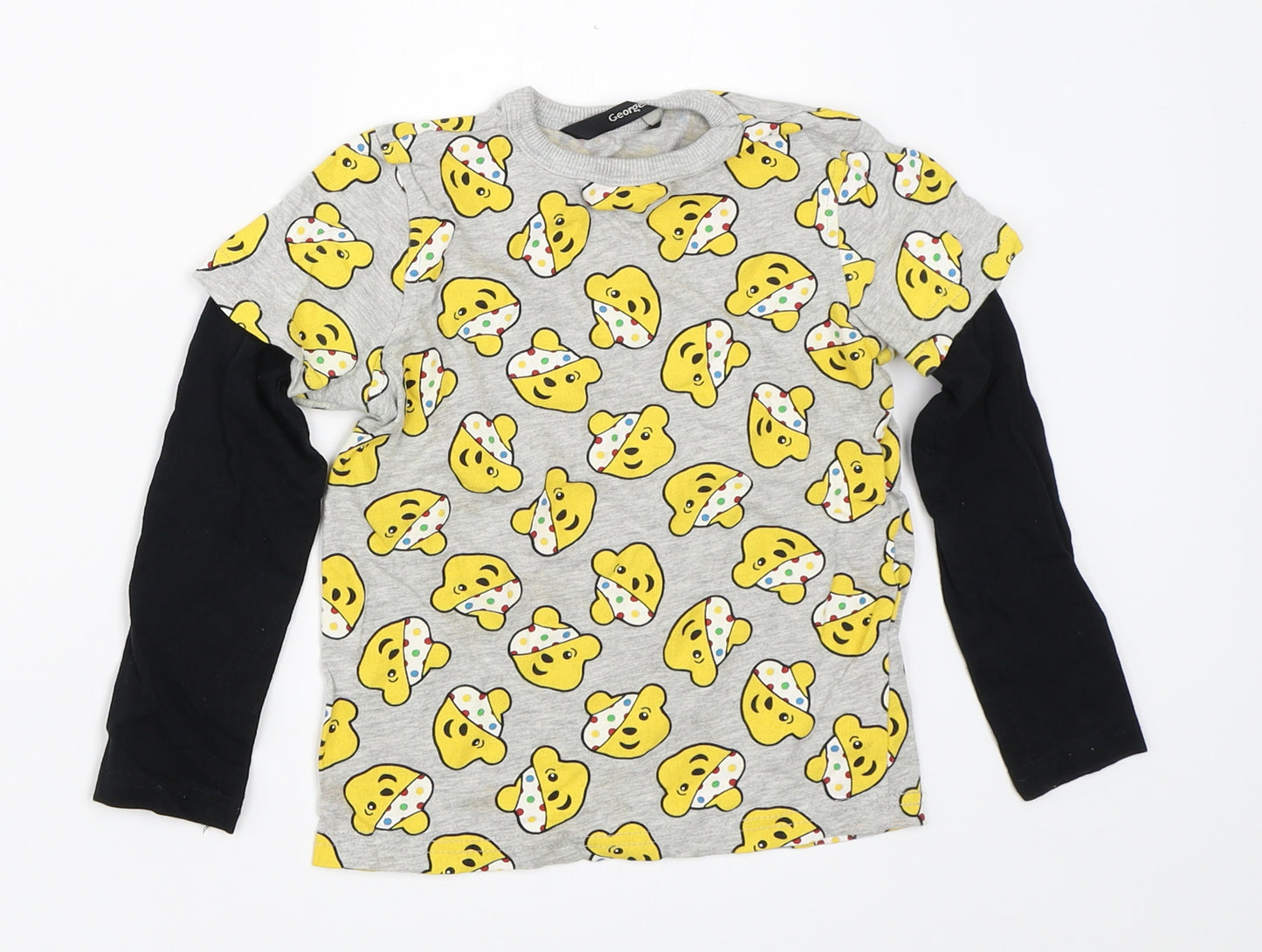 George Boys Grey   Basic T-Shirt Size 3-4 Years  - Pudsey Bear Children in Need