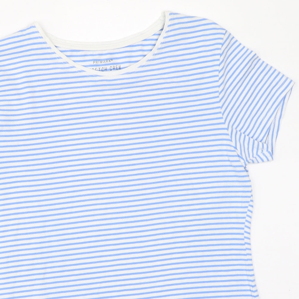 Primark Womens Blue Striped  Basic T-Shirt Size 14