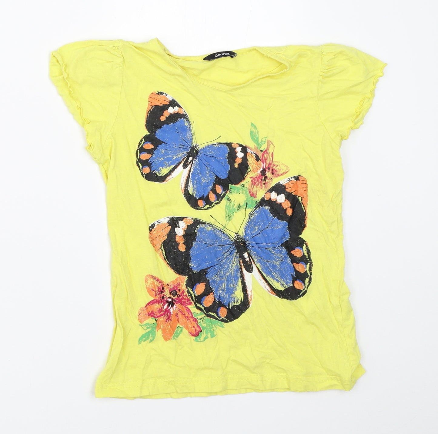 George Girls Yellow   Basic T-Shirt Size 9-10 Years
