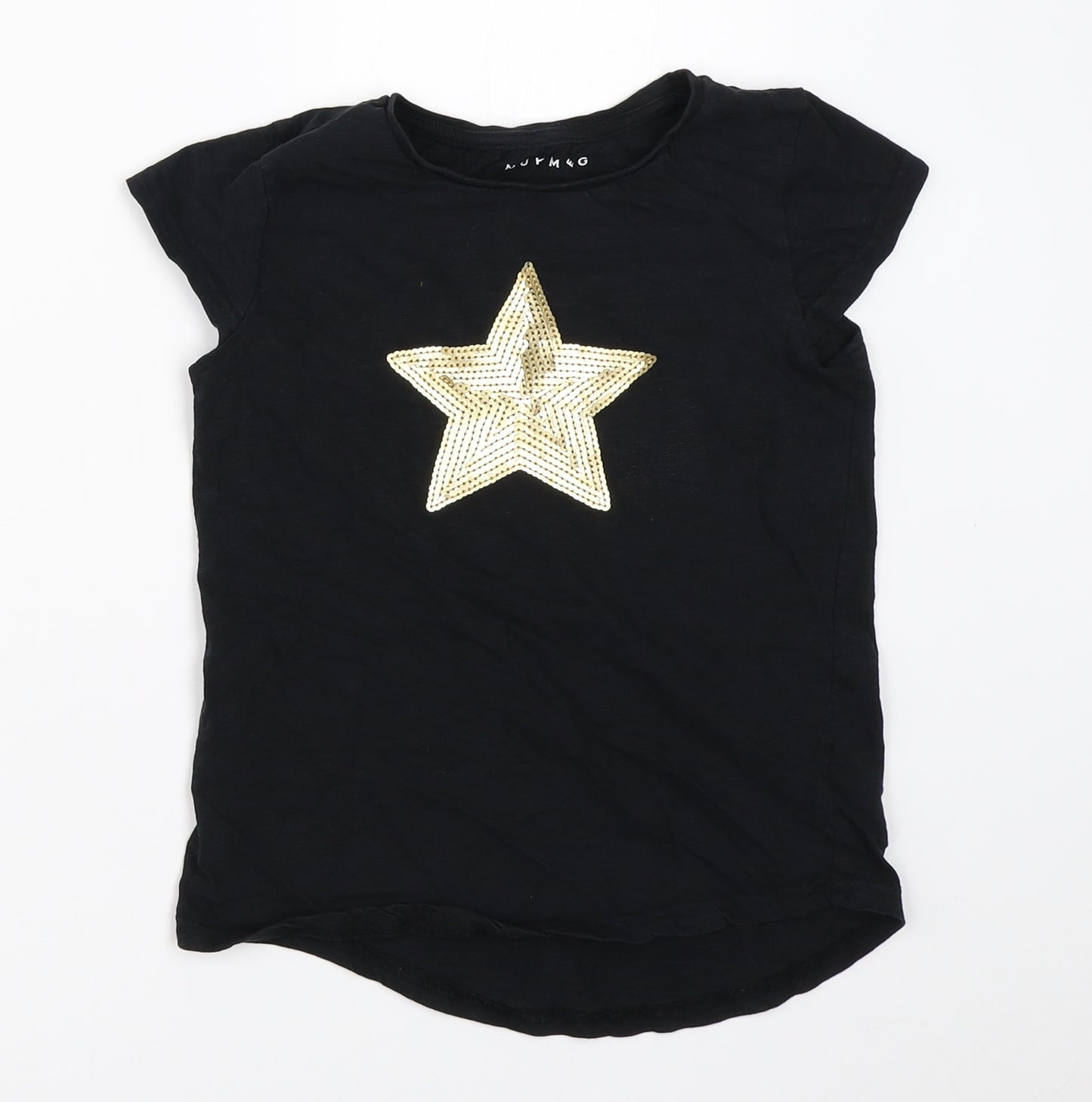 Nutmeg Girls Black   Basic T-Shirt Size 9-10 Years