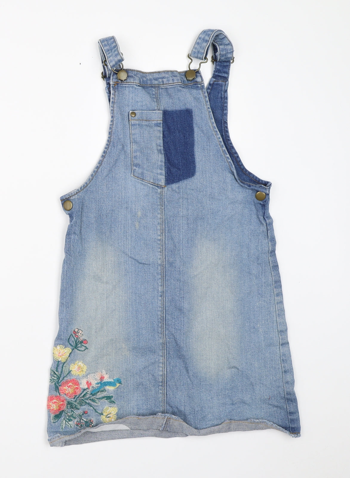 Nutmeg Girls Blue  Denim Pinafore/Dungaree Dress  Size 10-11 Years