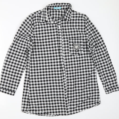 Foresta bella Womens Black Check  Basic Button-Up Size S