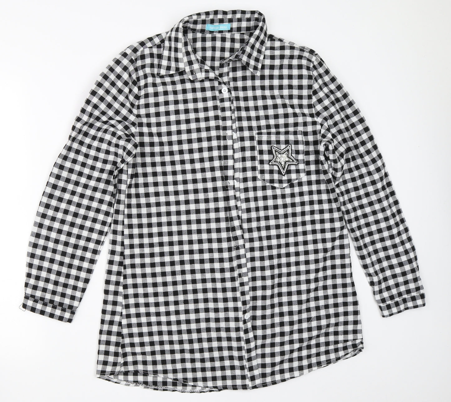 Foresta bella Womens Black Check  Basic Button-Up Size S
