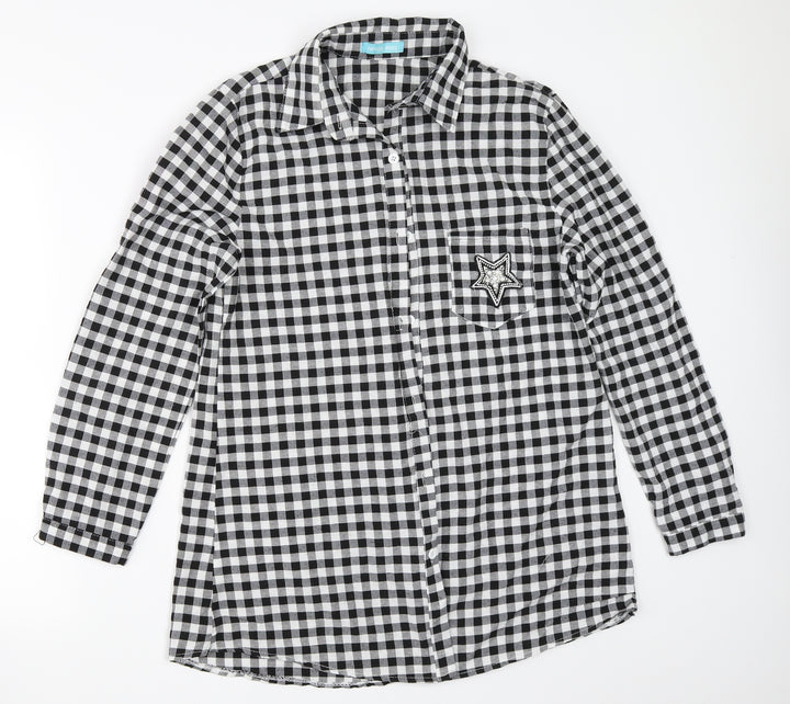 Foresta bella Womens Black Check  Basic Button-Up Size S
