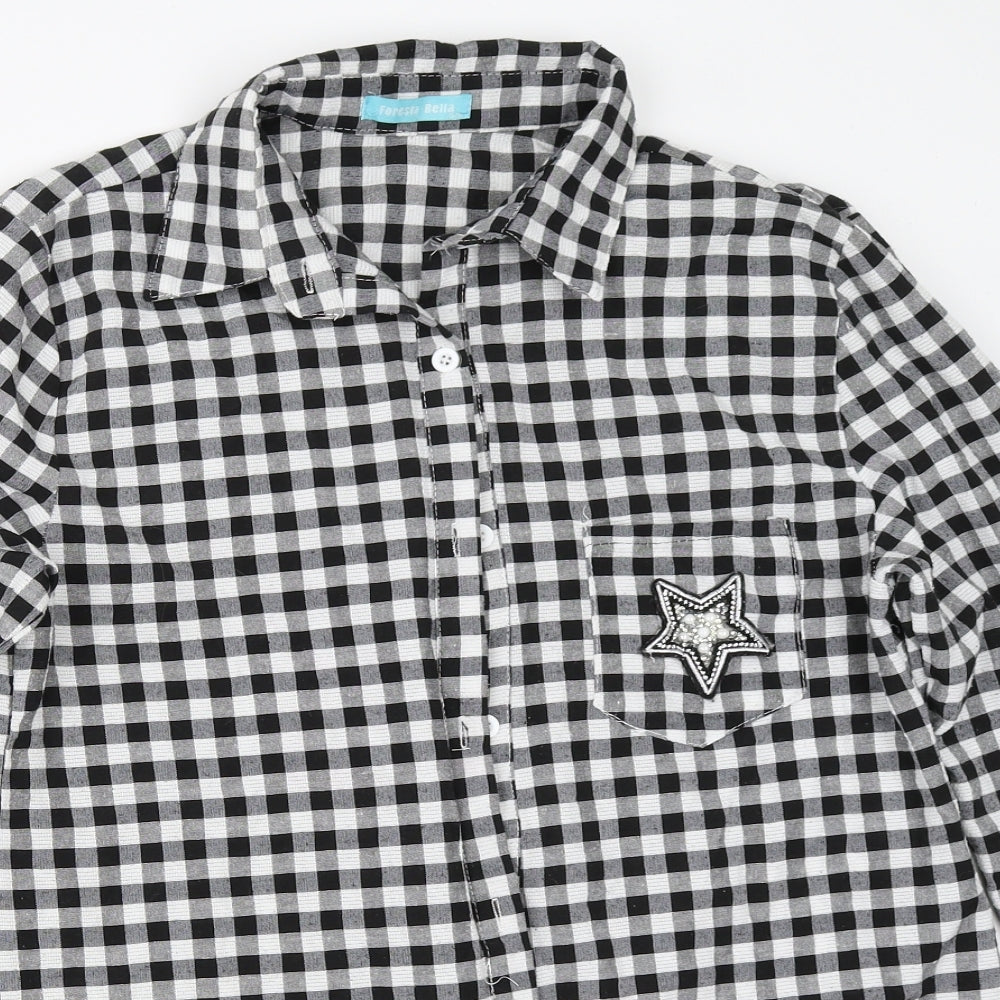 Foresta bella Womens Black Check  Basic Button-Up Size S