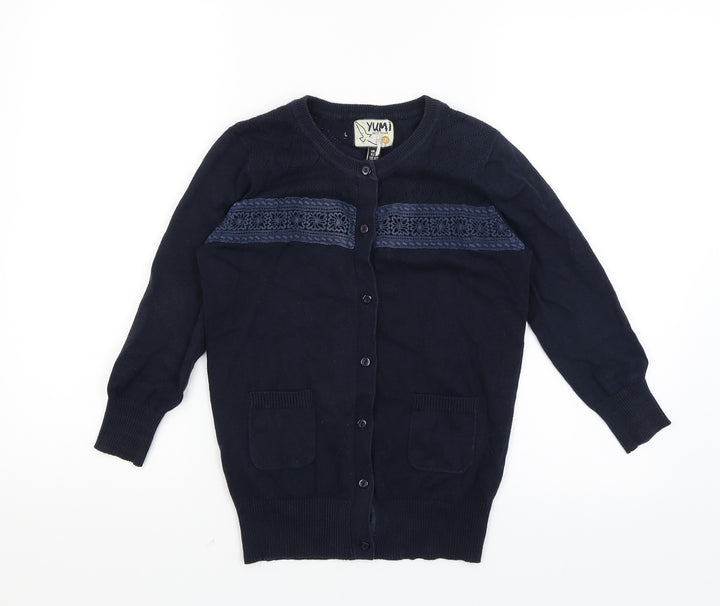 Yumi Womens Blue   Cardigan Jumper Size 8