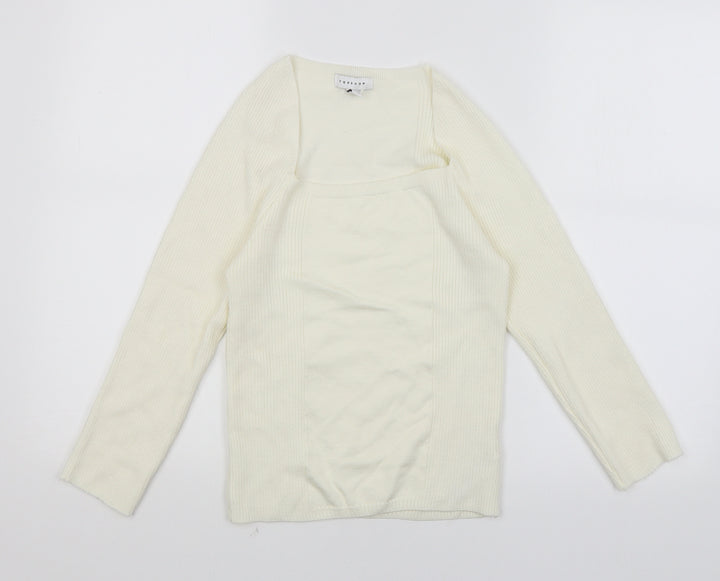 Topshop Womens White   Pullover Jumper Size XL