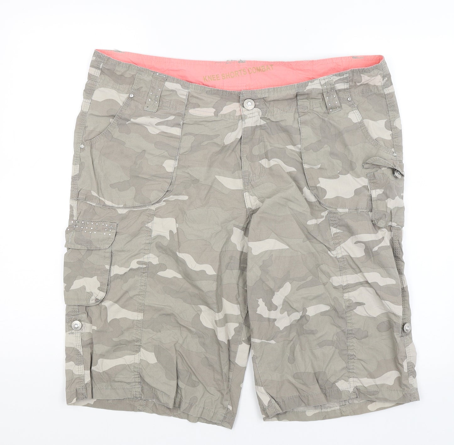 E-vie Womens Grey Camouflage  Bermuda Shorts Size 16