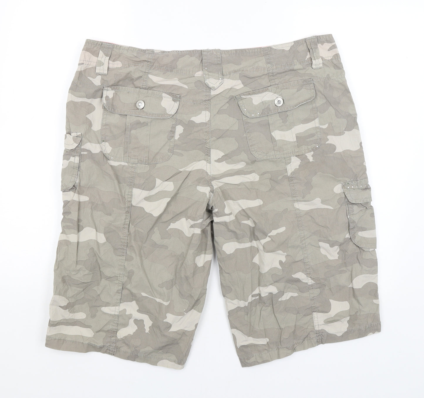 E-vie Womens Grey Camouflage  Bermuda Shorts Size 16