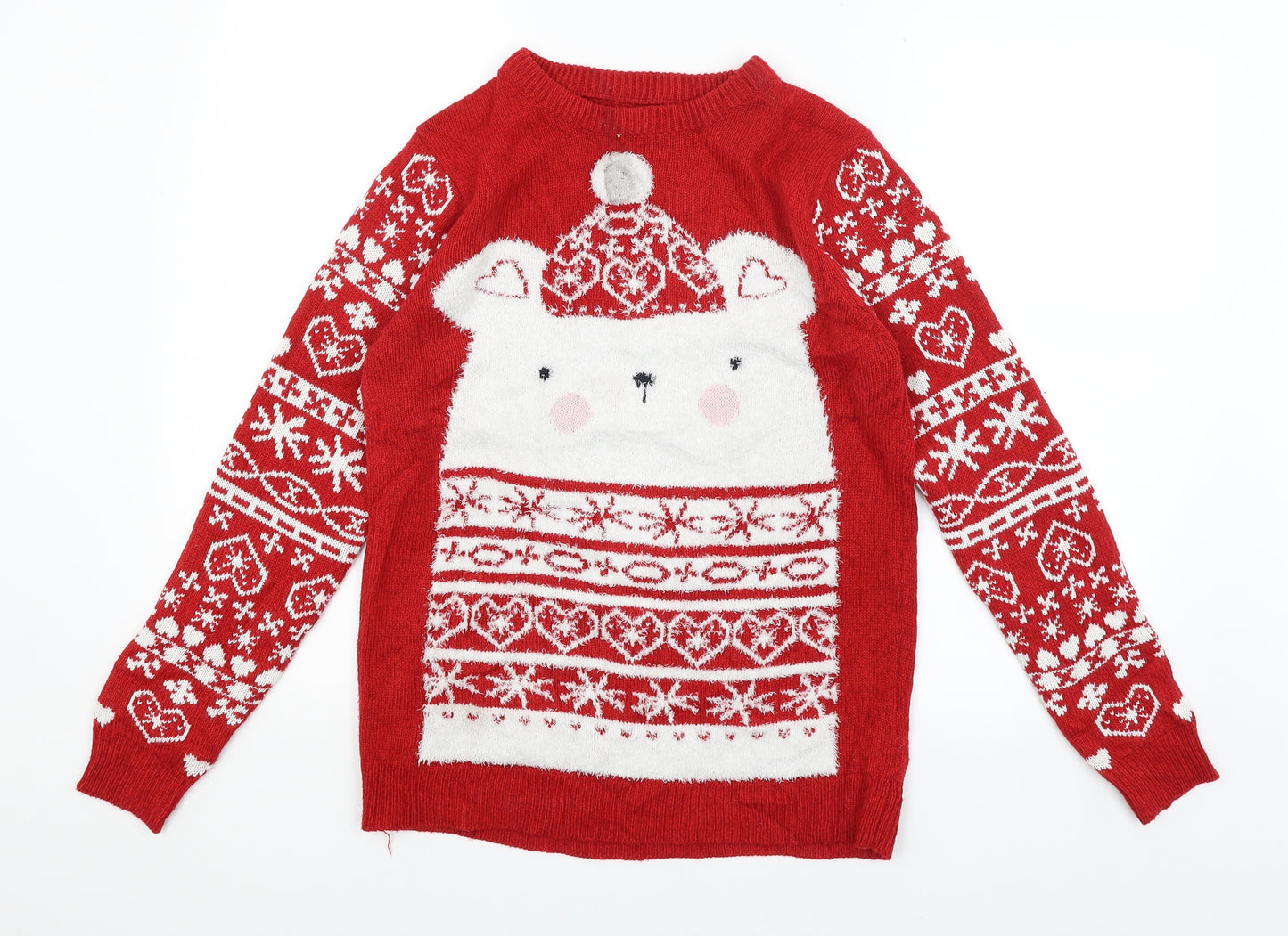 Nutmeg Womens Red   Pullover Jumper Size 8  - Christmas