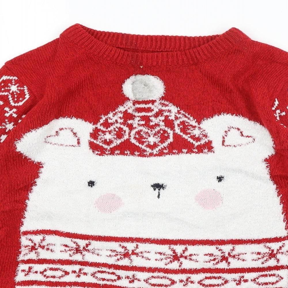 Nutmeg Womens Red   Pullover Jumper Size 8  - Christmas
