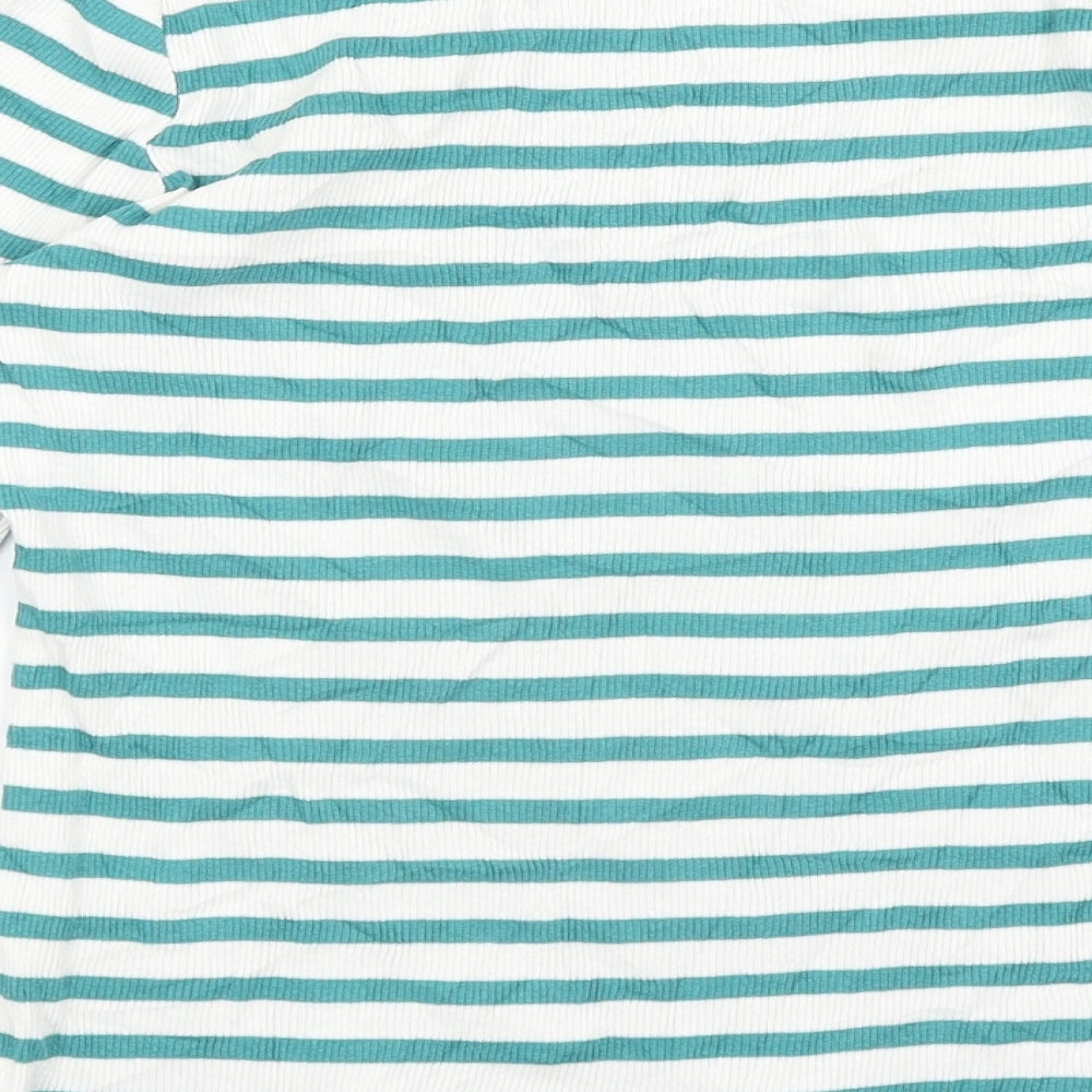 M&S Girls White Striped  Basic T-Shirt Size 11-12 Years