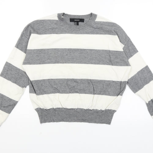 FOREVER 21 Womens Grey Striped  Pullover Jumper Size M
