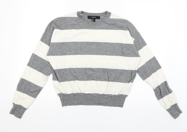 FOREVER 21 Womens Grey Striped Pullover Jumper Size M