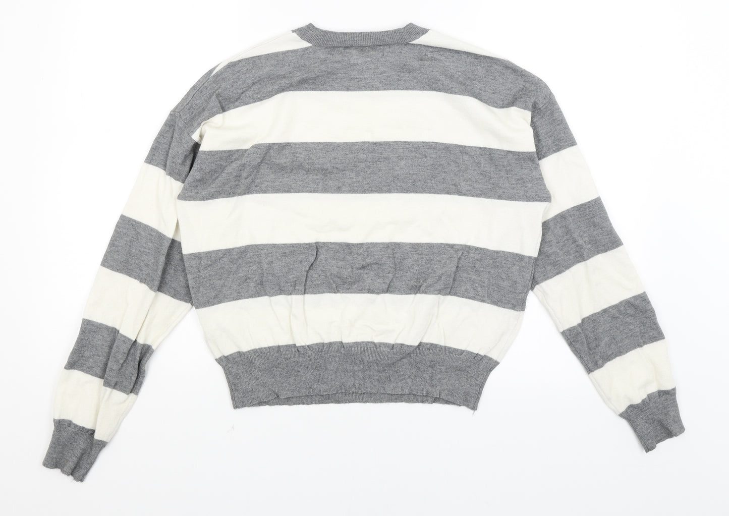 FOREVER 21 Womens Grey Striped  Pullover Jumper Size M