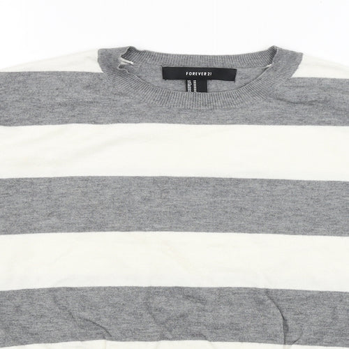 FOREVER 21 Womens Grey Striped  Pullover Jumper Size M