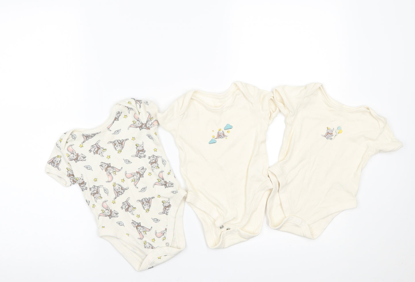 George Baby Multicoloured Geometric  Romper One-Piece Size 6-9 Months  - PACK OF THREE DISNEY VESTS