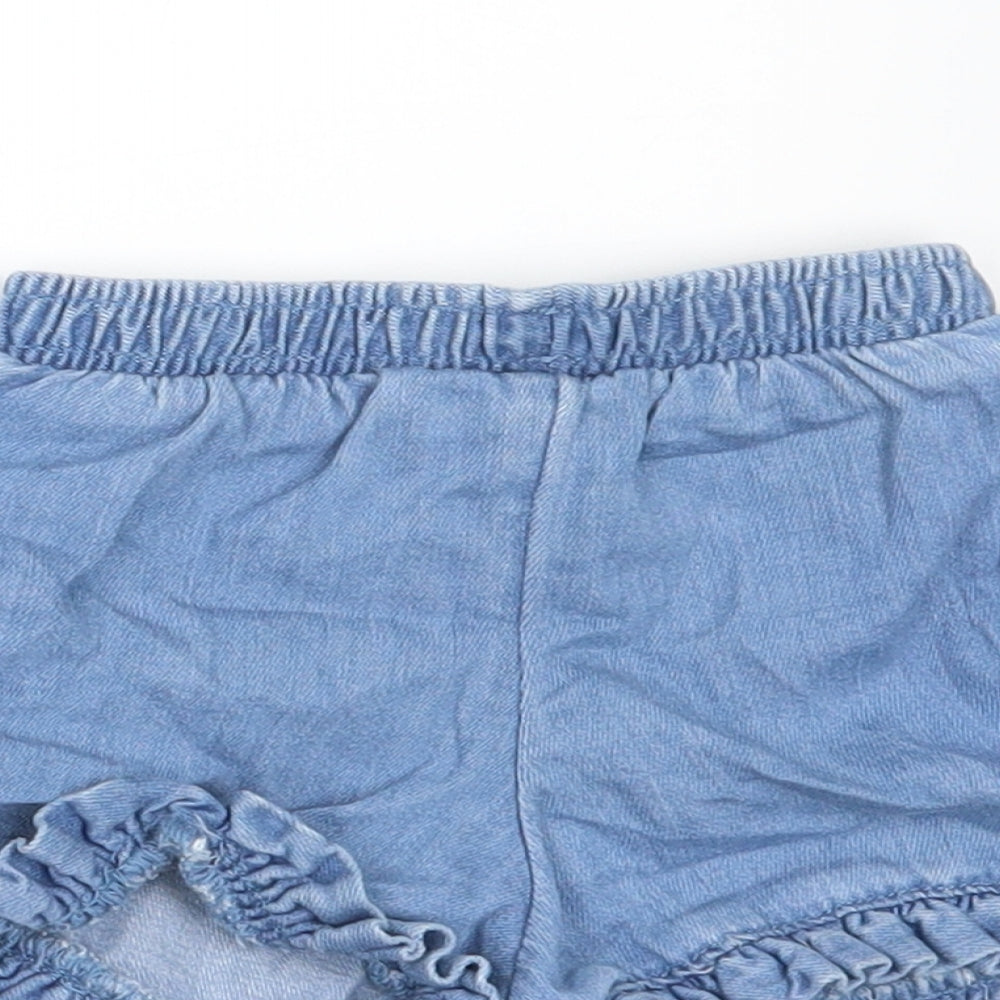 F&F Girls Blue  Denim Cropped Trousers Size 12-18 Months  - SHORTS