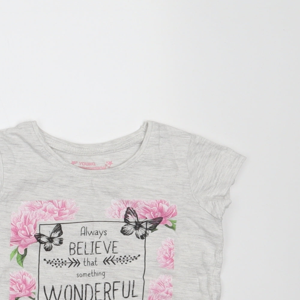 Primark Girls Grey   Basic T-Shirt Size 18-24 Months  - always believe that something wondeerful is about to happen