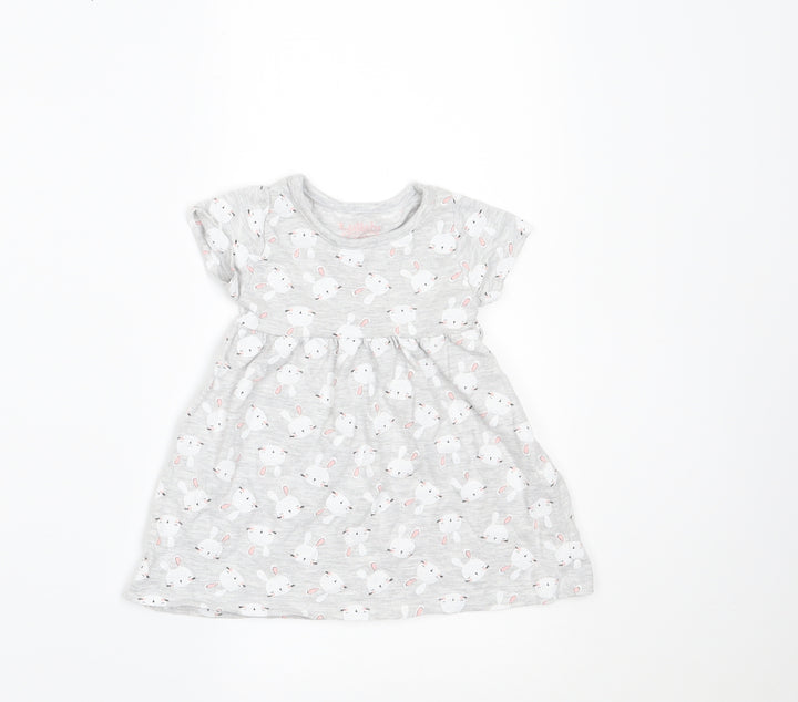 Lullaby Girls Grey Geometric A-Line Size 0-3 Months - rabbitsa
