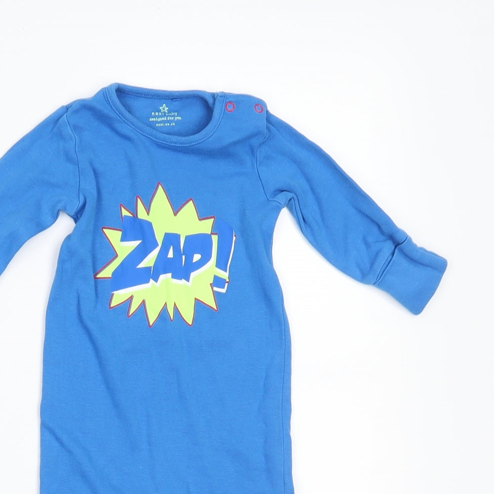 NEXT Boys Blue   Babygrow One-Piece Size 0-3 Months  - BUILT IN MITTENS