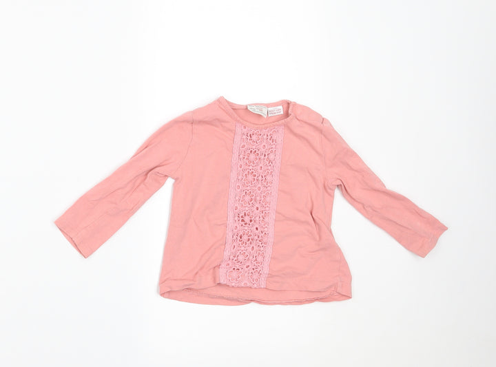 Zara Girls Pink Basic T-Shirt Size 9-12 Months