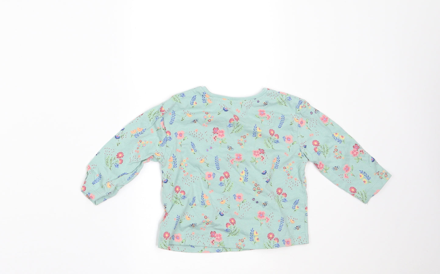 NEXT Girls Green Floral  Basic T-Shirt Size 6-9 Months  - run wild and free