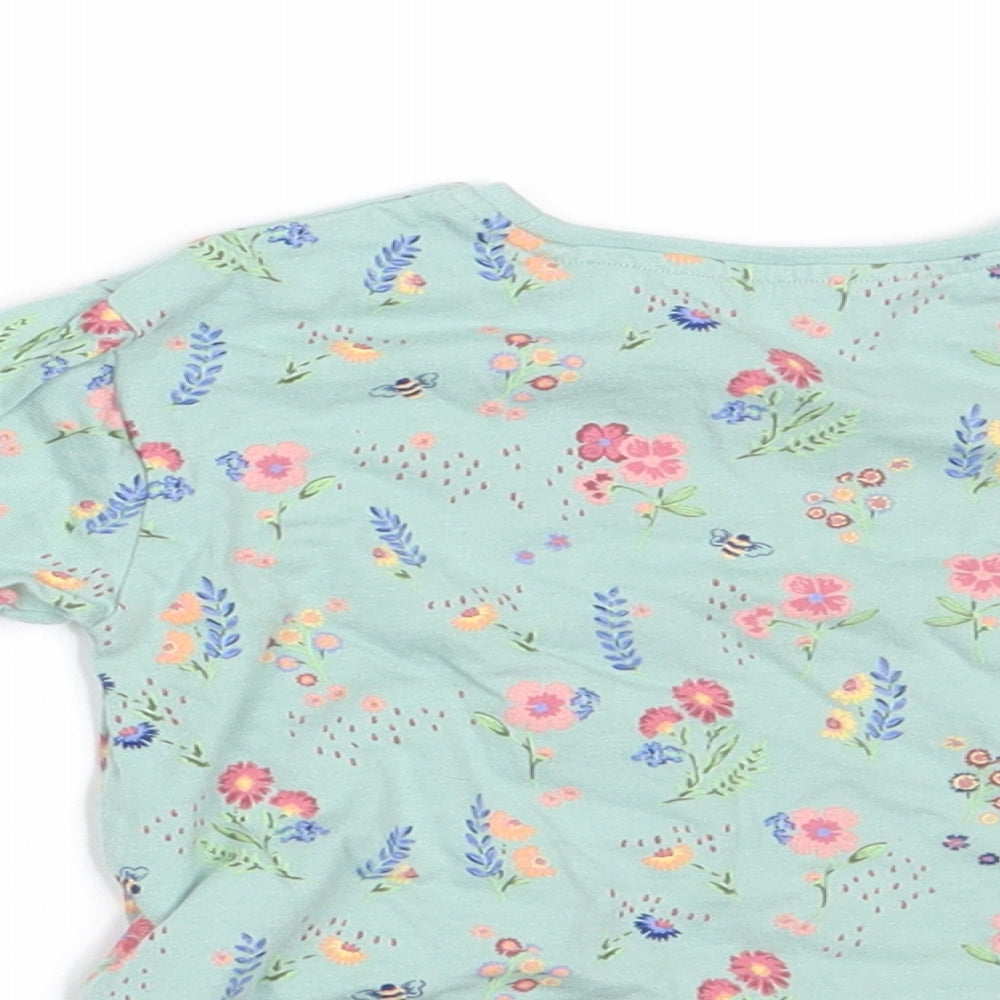 NEXT Girls Green Floral  Basic T-Shirt Size 6-9 Months  - run wild and free