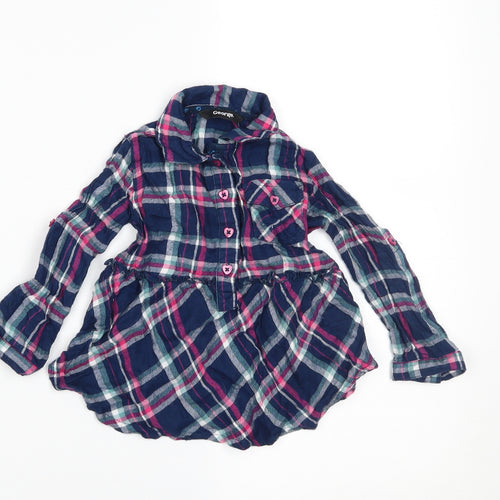 George Girls Blue Check  Shirt Dress  Size 12-18 Months