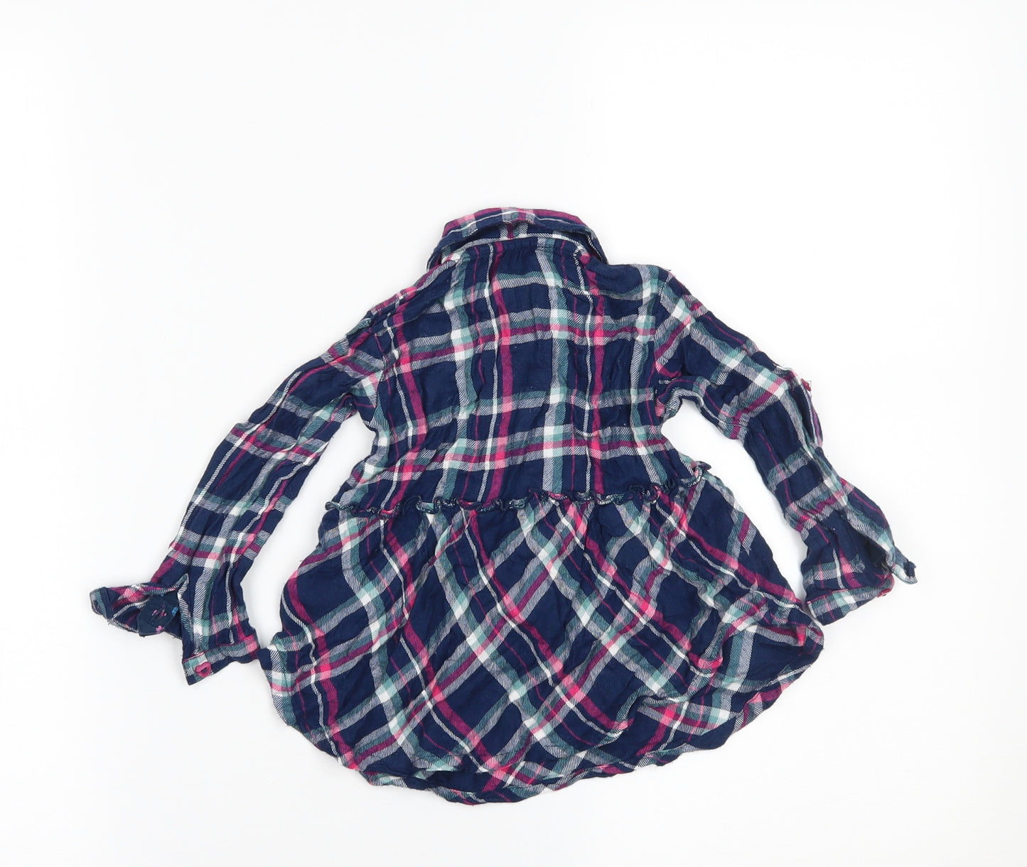 George Girls Blue Check  Shirt Dress  Size 12-18 Months