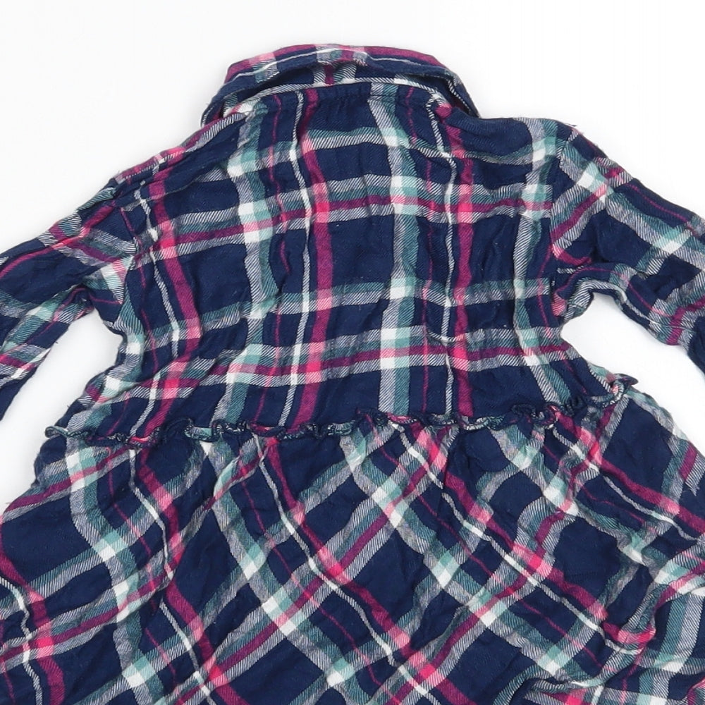 George Girls Blue Check  Shirt Dress  Size 12-18 Months