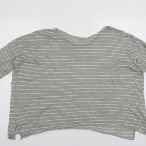 Pull &Bear Womens Grey Striped  Pullover Jumper Size L