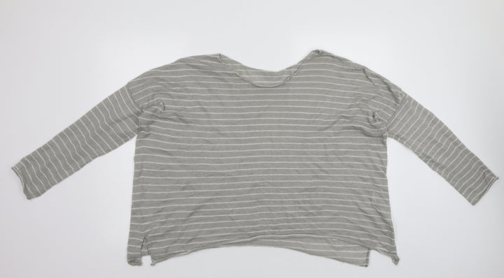 Pull &Bear Womens Grey Striped Pullover Jumper Size L