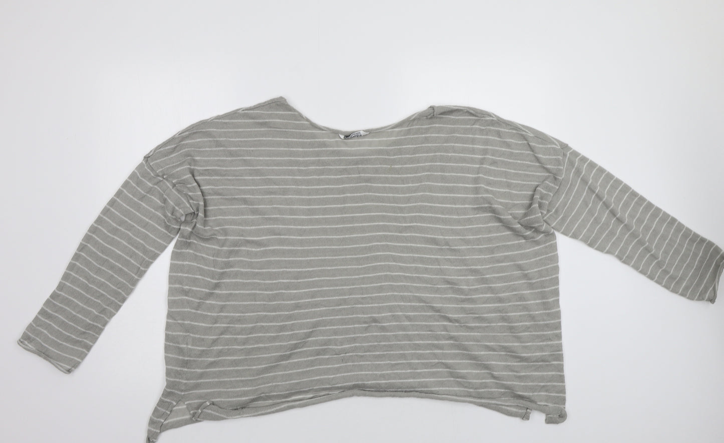 Pull &Bear Womens Grey Striped  Pullover Jumper Size L