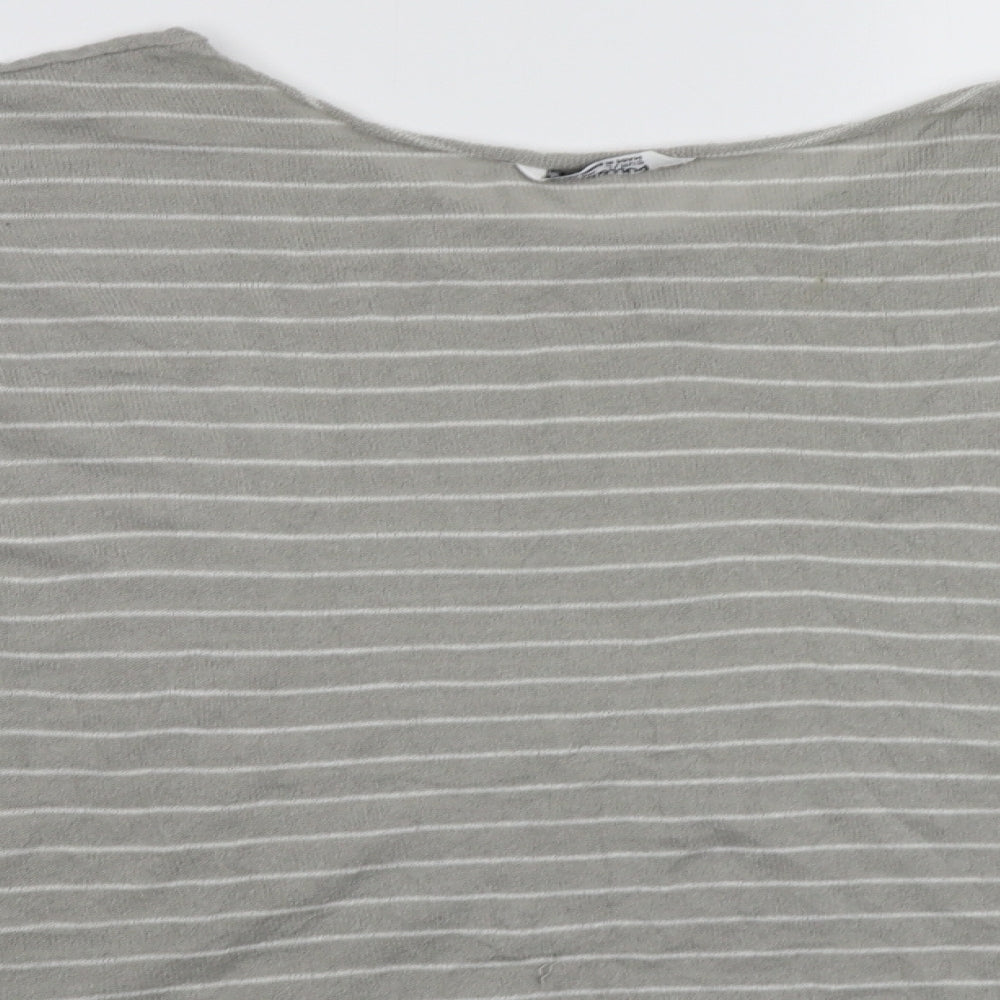 Pull &Bear Womens Grey Striped  Pullover Jumper Size L
