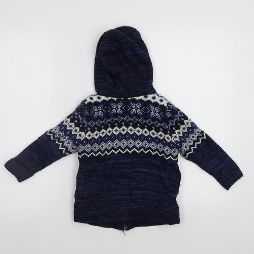TU Boys Blue Fair Isle  Cardigan Jumper Size 4 Years