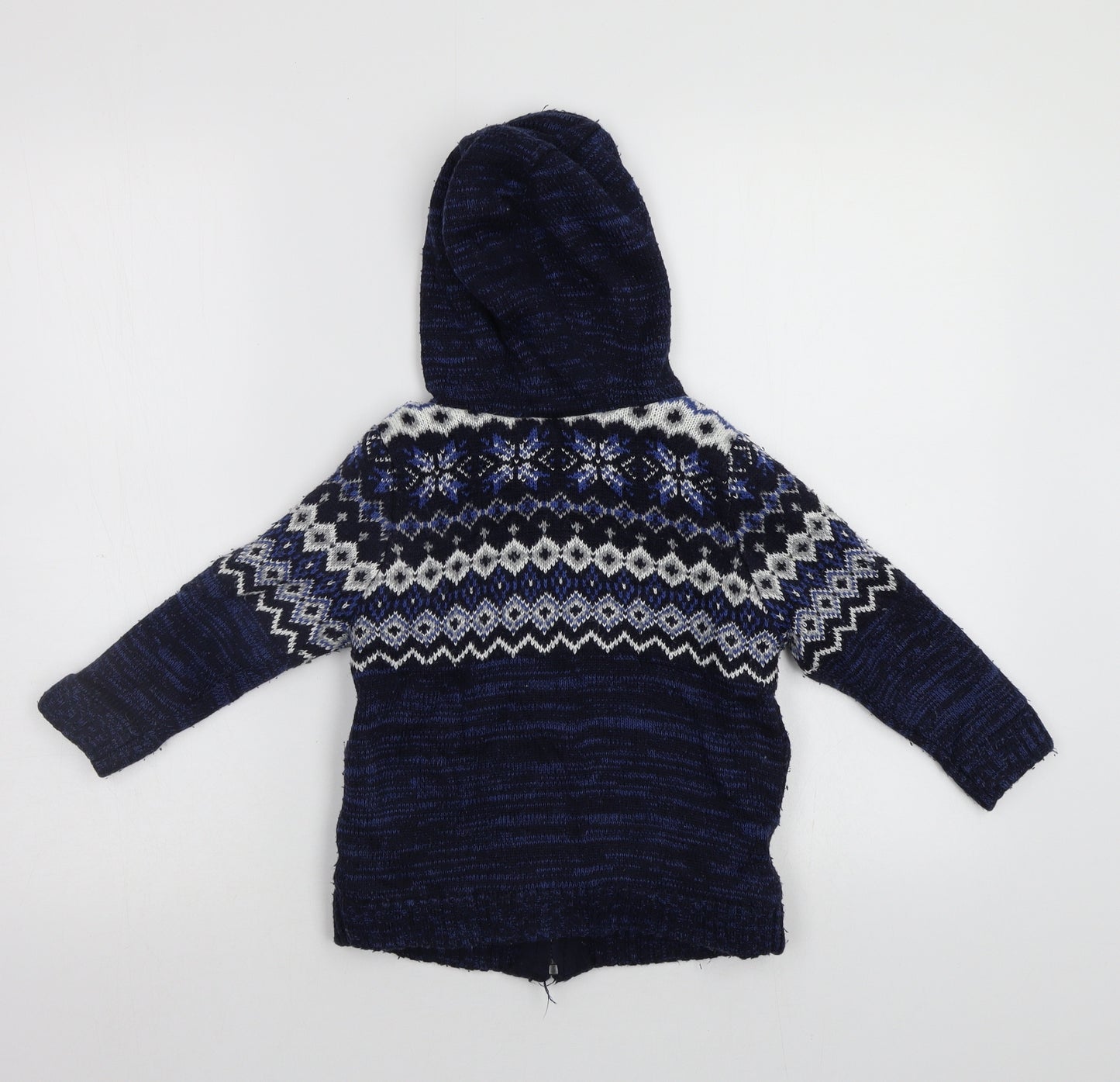 TU Boys Blue Fair Isle  Cardigan Jumper Size 4 Years
