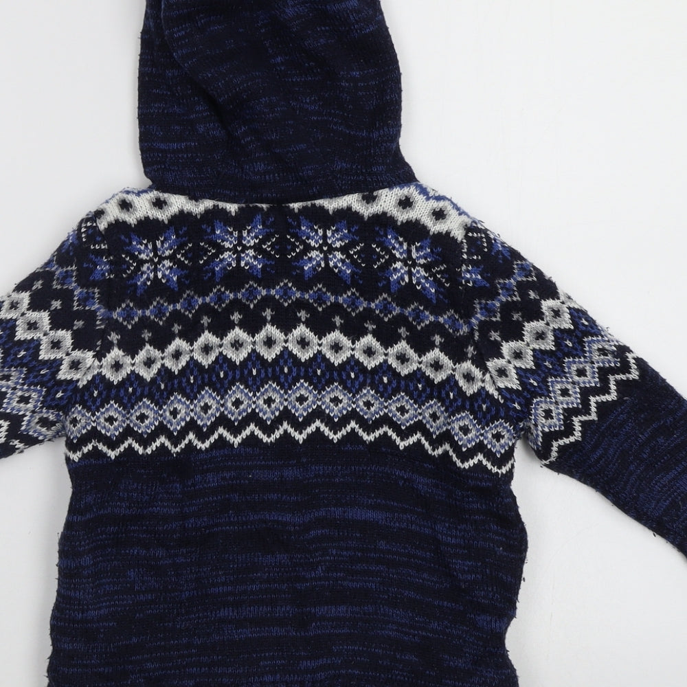 TU Boys Blue Fair Isle  Cardigan Jumper Size 4 Years