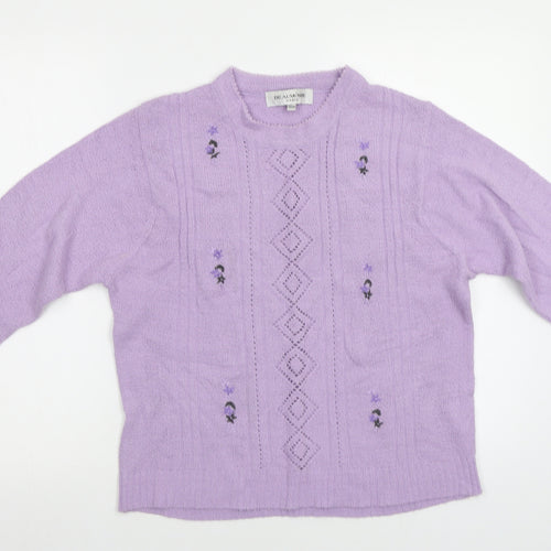 Beaumonde Womens Purple Floral  Pullover Jumper Size 18
