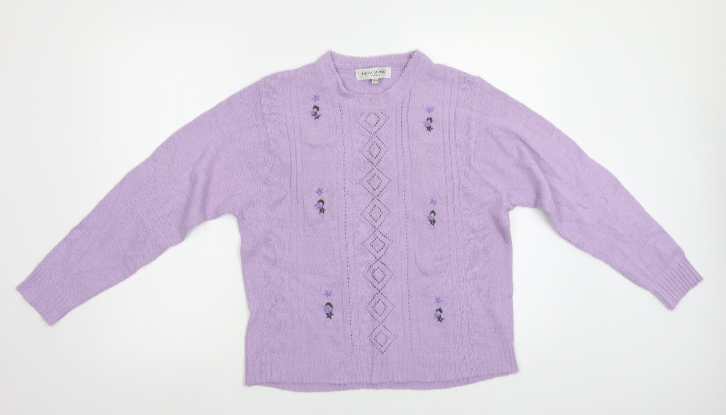 Beaumonde Womens Purple Floral  Pullover Jumper Size 18